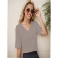 thumbnail image 4 of Women Casual Short Sleeve Realxed Fit Basic T-Shirt Tops, 4 of 5