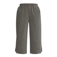 thumbnail image 7 of Cotton Linen Shorts for Women Knee Length Bermuda Shorts Casual Wide Leg Elastic Waist Summer Beach Shorts with Pockets, 7 of 7