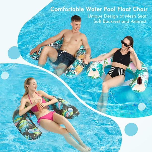 Lot de 2 flotteurs de piscine, matelas gonflables, gonflables, pliables