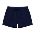 thumbnail image 3 of Only Moment Linerless Relaxed Casual Shorts for Women Blended Fabric with Pockets High Waisted Stretch Shorts for Women Summer Walking Wowomen's Sports & Recreation Shorts Navy,L, 3 of 8