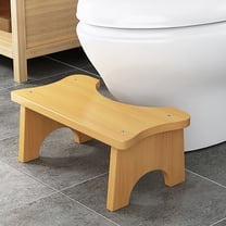Toilet Stool Squat Adult, Wood Poop Stool for Bathroom Adults, Portable Toilet Potty Stool for Adults, 7 Inch Height, Beige