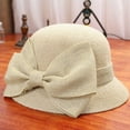 thumbnail image 2 of CoCoMangos Summer Beach Sun Straw Hats for Women 1920s Vintage Packable Cloche Hats UV Protection Travel Bowler Hat, 2 of 3