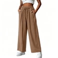 thumbnail image 6 of Npasoilc Wide Leg Pants for Women Flowy Palazzo Plus Size Sweatpants Drawstring Elastic Waist Trousers with Pockets,Khaki, 6 of 6