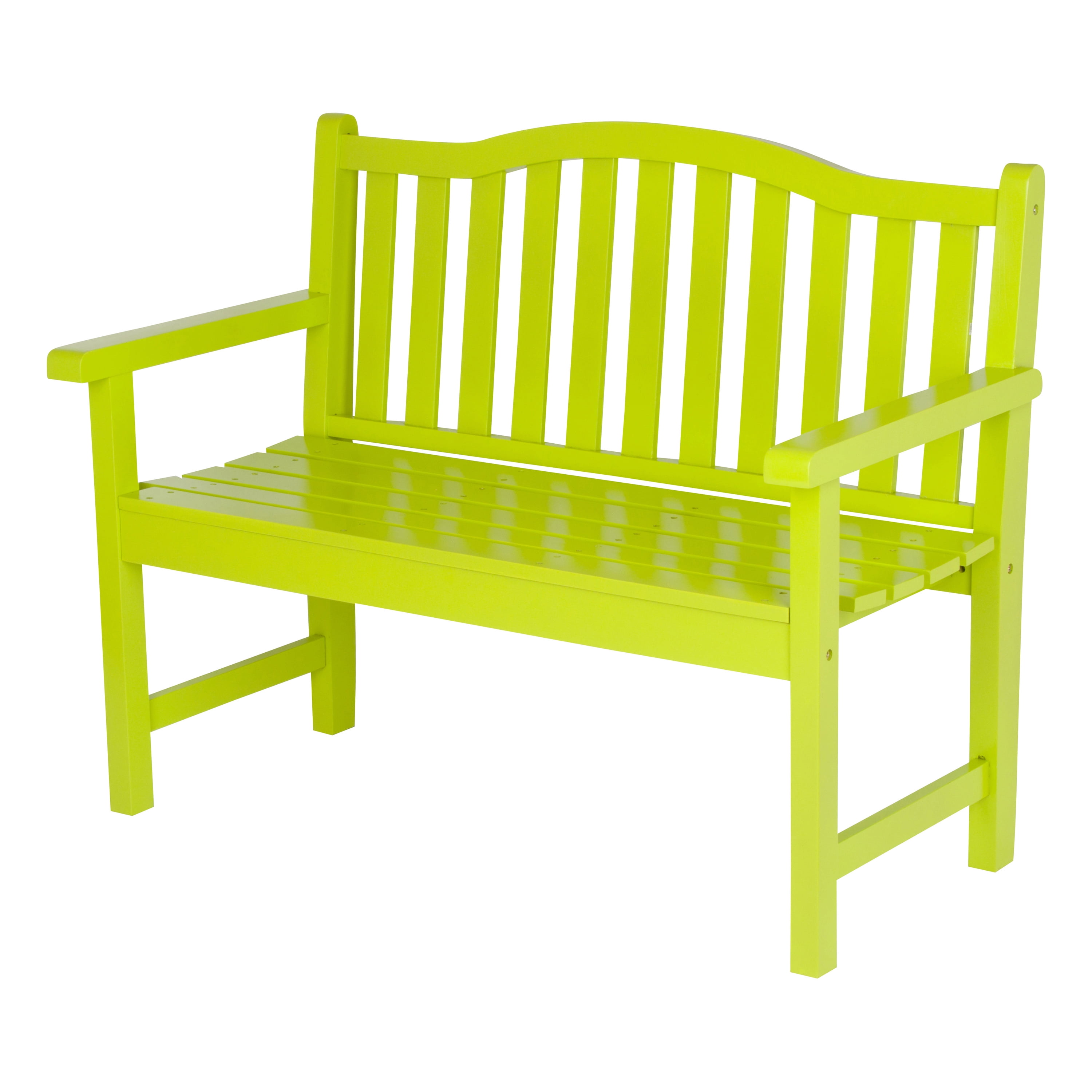 lime green outdoor bench