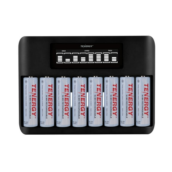 Tenergy TN480U 8-Bay NiMH Battery LCD Display Fast Charger   8 pc 2500mah AA Rechargeable Batteries