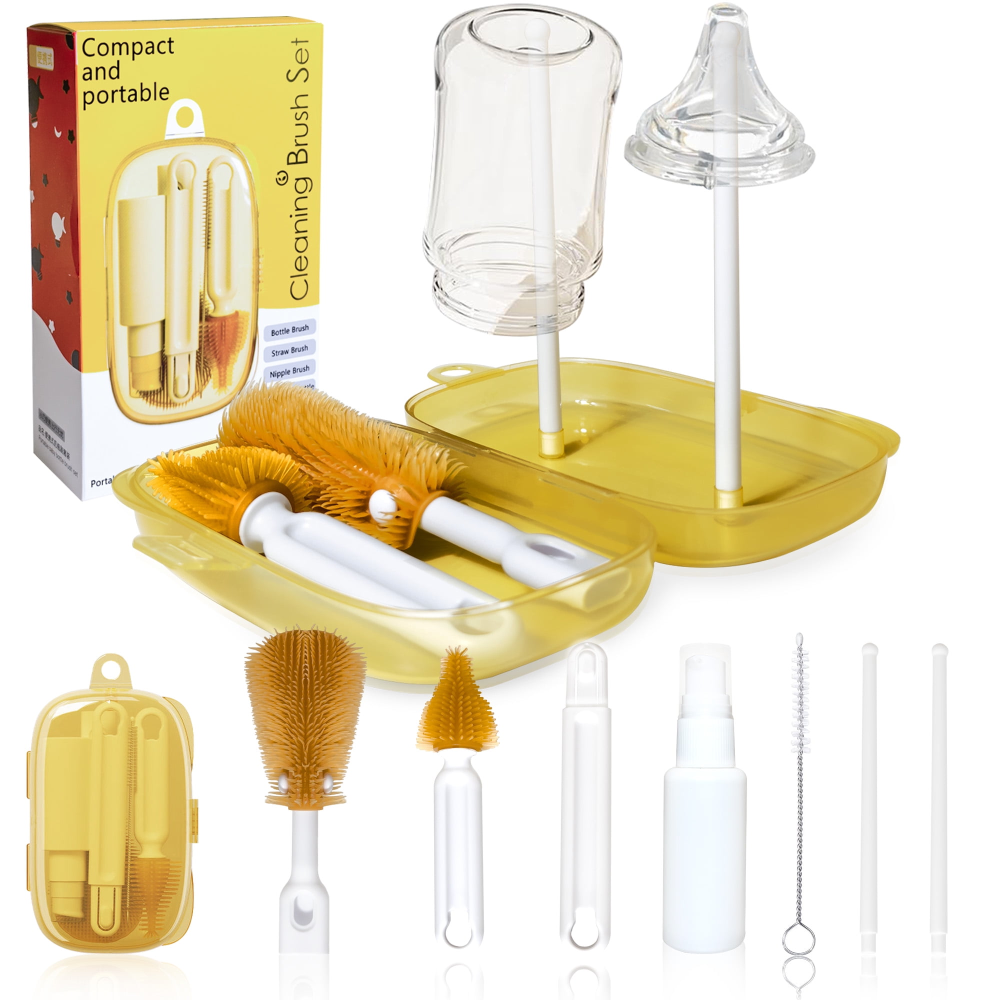 Momcozy Portable Baby Bottle Cleaner Set, 6-in-1 Silicone Brush