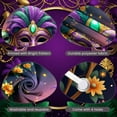 thumbnail image 4 of Purple Feather Mardi Gras Banner Gold Accent Carnival Display Green Bead Glittery Design Festive Backdrop for Mardi Gras Party Carnival Celebration Festive Event, 4 of 9