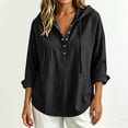 thumbnail image 2 of Axiiglly Shirts for Women, Long Sleeves Drawstring V Neck Casual Hoodies, Solid Color Lightweight Outdoor Tops, S-2XL, 2 of 5