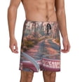 thumbnail image 2 of Pofeuu Vintage Pink Drive View Print Men's Soft Woven Elastic Waistband Sleep Pajama Short-4X-Large, 2 of 6