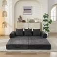 thumbnail image 2 of Folding Mattress Sofa Bed, 79'' Foldable Sleeper Lounge Modular Couch, Sleeper Sofa Couch with Armrest and Pillows, Chenille Floor Sofa Lounge Couch for Living Room Bedroom,Black, 2 of 13