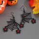 thumbnail image 1 of Halloween Black Araneid Web Dangle Earrings Red Rhinestone Araneid Punk Style Party Accessories Women's Earrings, 1 of 8