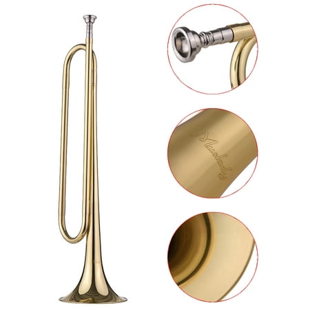 Muslady B Flat Bugle Call Trumpet Brass Material with Mouthpiece for School Band Cavalry Beginner Military