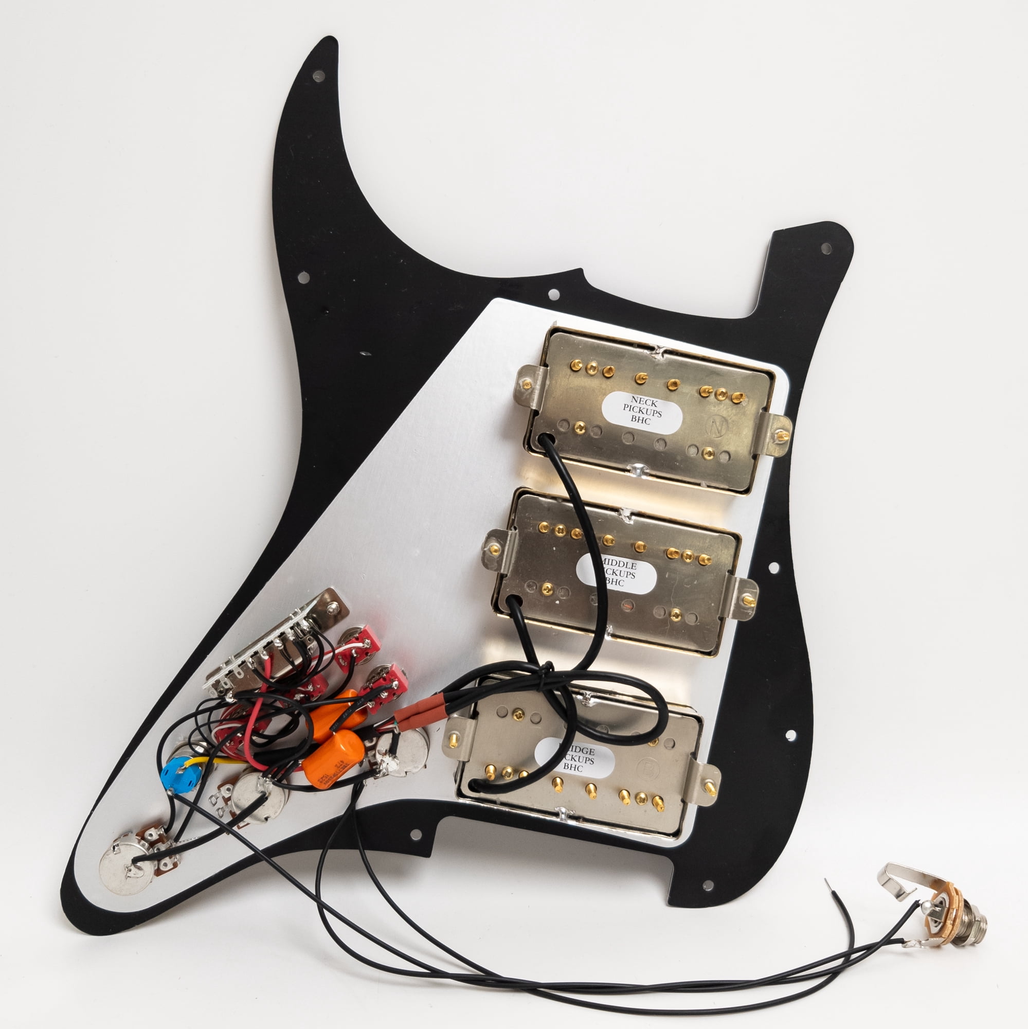 HHH Guitar Prewired Loaded Pickguard, With Alnico 5 Humbuckers Pickups, Coil Splitting, For Fender Strat Guitar