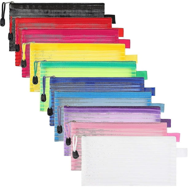 Estuche para lápices de la PC, bolsa transparente para lápices de examen, bolsas de malla con cremallera, bolsa de almacenamiento de lápices de nailon, suministros de oficina para billetes y