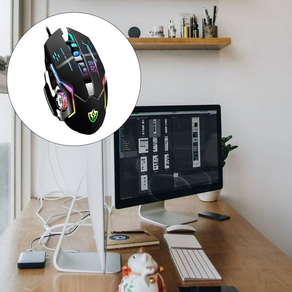 LABSERRON 1pc Upgraded Gaming Mouse Metal Luminous Wired Mouse With Dpi Macro Functions For Office And Gaming Use Black