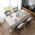 thumbnail image 4 of Summer Coastal Rectangle Tablecloth, Nautical Beach Marine Life Beige Striped Waterproof & StainResistant Tablecloth, Washable Oil-proof Table Cover for Dining/Party/Wedding/Camping/Buffet 52x70 In, 4 of 9