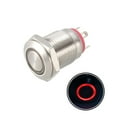 thumbnail image 1 of Interruptor de botón metálico momentáneo Uxcell 12mm de diámetro de montaje 1NO 3-6V luz LED roja, 1 of 5