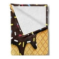 thumbnail image 2 of Ice Cream Soft Flannel Fleece Throw Blanket, Waffle Chocolate Flavor Dessert Delicious Yummy Backdrop Graphic, Cozy Plush for Indoor and Outdoor Use, 60" x 80", Dark Brown Mustard, by Ambesonne, 2 of 5
