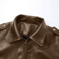 thumbnail image 4 of Atkumj Leather Jacket Men with Pockets Fashion Lapel Full Zip Bomber Jacket Casual Loose Solid Color Rain Coat Mens for City Walking S, 4 of 9