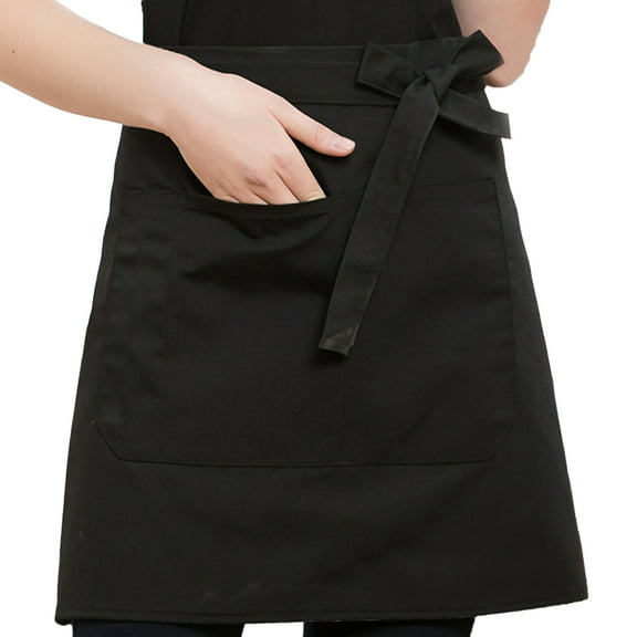 HomeLife Unisex Waterproof Half Apron with Pocket Waitress Chef Waist Apron Resistant Restaurant Cafe Lace-up Short Apron