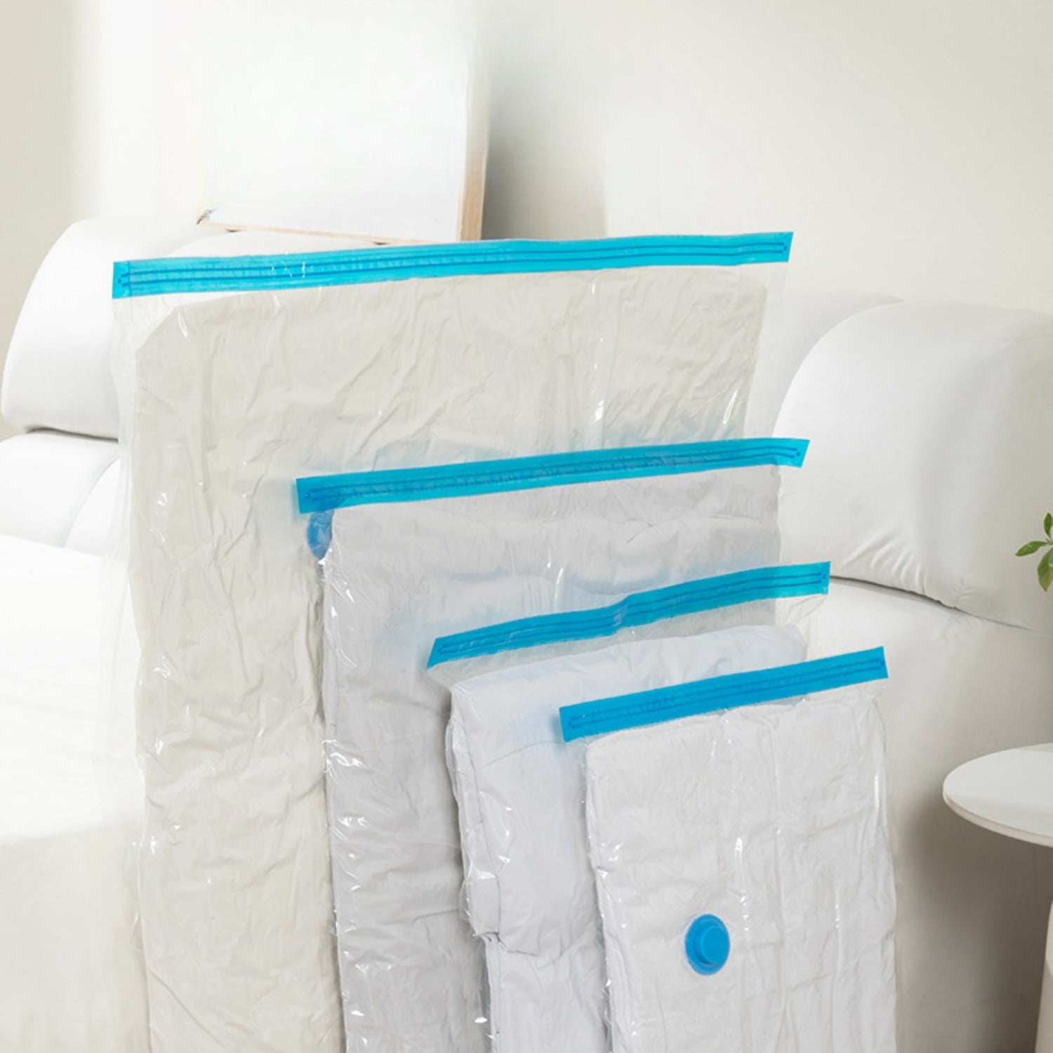 16 Pack Vacuum Storage Bags, Space Saver Bags (4Jumbo/4Large/4Medium/4Small) Compression Storage Bags for Comforters and Blankets, Vacuum Sealer Bags for Clothes Storage, Hand Pump Included