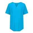thumbnail image 5 of loopsun Plus Size Tops for Womens,Womens Summer Tops,Women Fashion Solid Color Round Neck Short Sleeve T-Shirt Blouse Tops Sky Blue S, 5 of 5