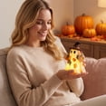 thumbnail image 5 of Izexuh Vintage Patchwork Ghost Halloween Light Halloween Table Decor with Cute Witch Hat Design,Warm Glow Desktop Ornament for Shelf and Mantel Display, 5 of 7