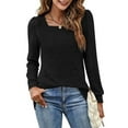 thumbnail image 5 of TEMOFON Womens Fall Tops Long Sleeve Shirts Tunic Tops Sweatshirts Casual Leggings Square Neck Puff Sleeve Blouses for Women Fall Winter LightWeight Dressy Solid Color Black Size XL, 5 of 6
