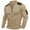 Khaki, variant on Men's Soft Stretch Brown Half-Zip Long Sleeve Top - Polyester Rayon Blend with Shoulder Patches & Arm Pocket, Size M, Ideal for Casual/Outdoor/Work Wear