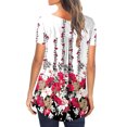 thumbnail image 3 of Gibobby Blusas De Mujer Camisetas informales de verano para mujer, camisetas de manga corta con estampado de botones tipo túnica（Rojo， M), 3 of 5