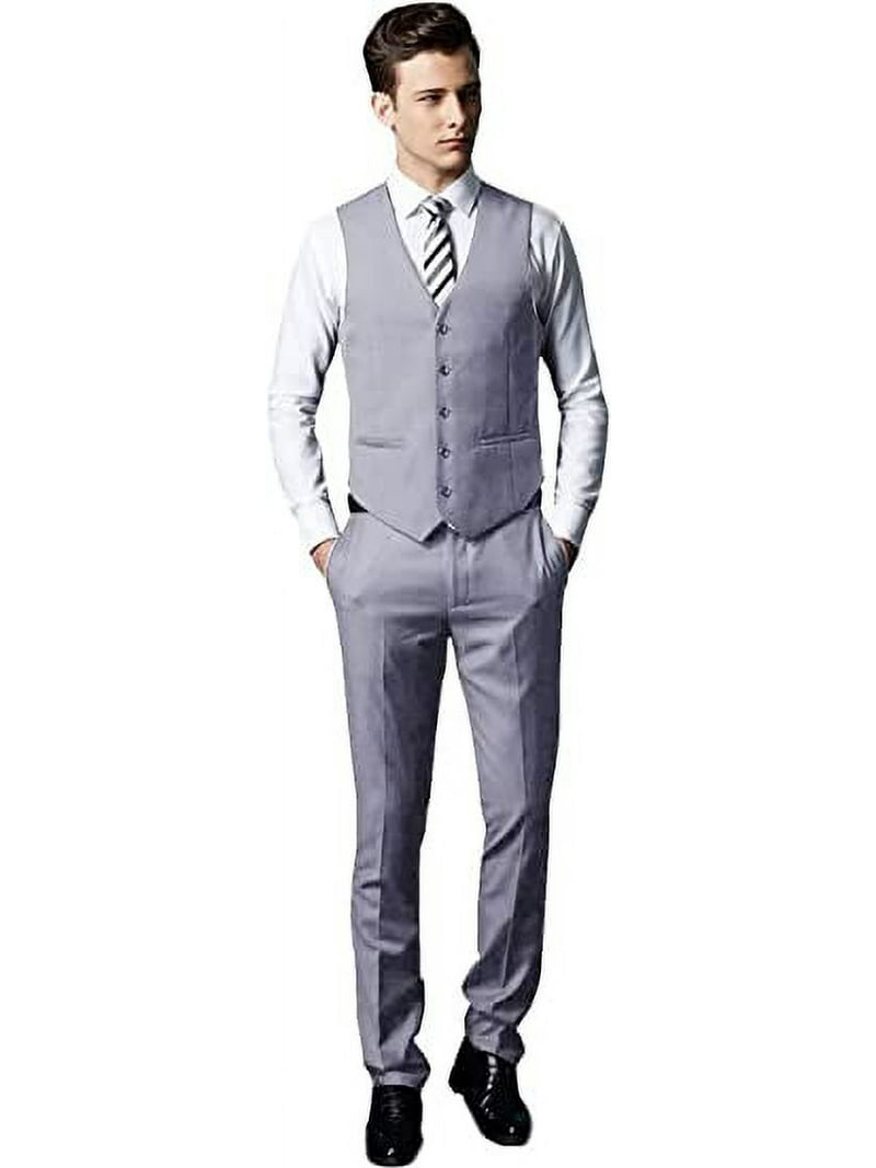 Wehilion Men's Suits 2 Pieces Wedding Suits Vest+Pants Tuxedos Set