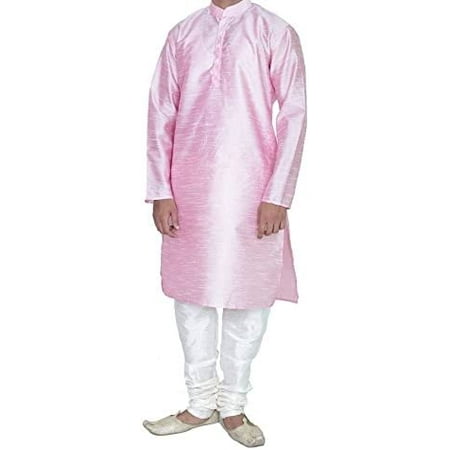 

Royal Kurta Men s Luxury Art Silk Blend Occasional Kurta Churidar Set Pink