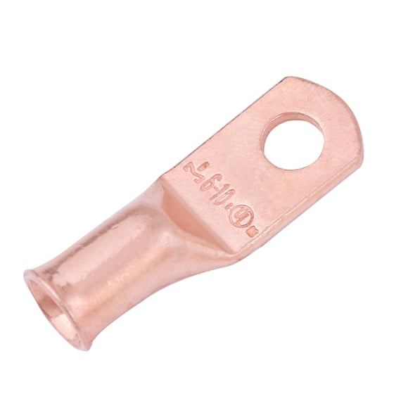 SELTERM 6 AWG # 10 Stud (2 pcs.) UL Heavy Duty Battery Ring Terminal 6 Gauge Connector, Tubular Electrical Wire End Cable Lugs, Bare Copper Eyelets [B15], MD0610U / MDS0610U