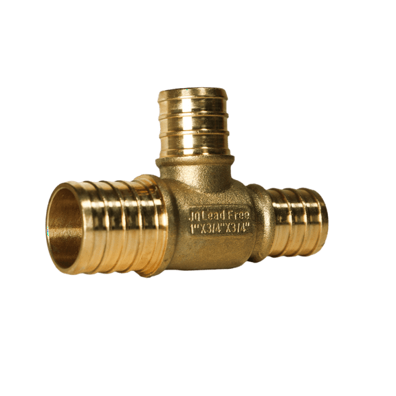 2 Pieces XFITTING 1" x 3/4" x 3/4" Pex Reducing Tee, Pex B Crimp Version 25-1-7=2X