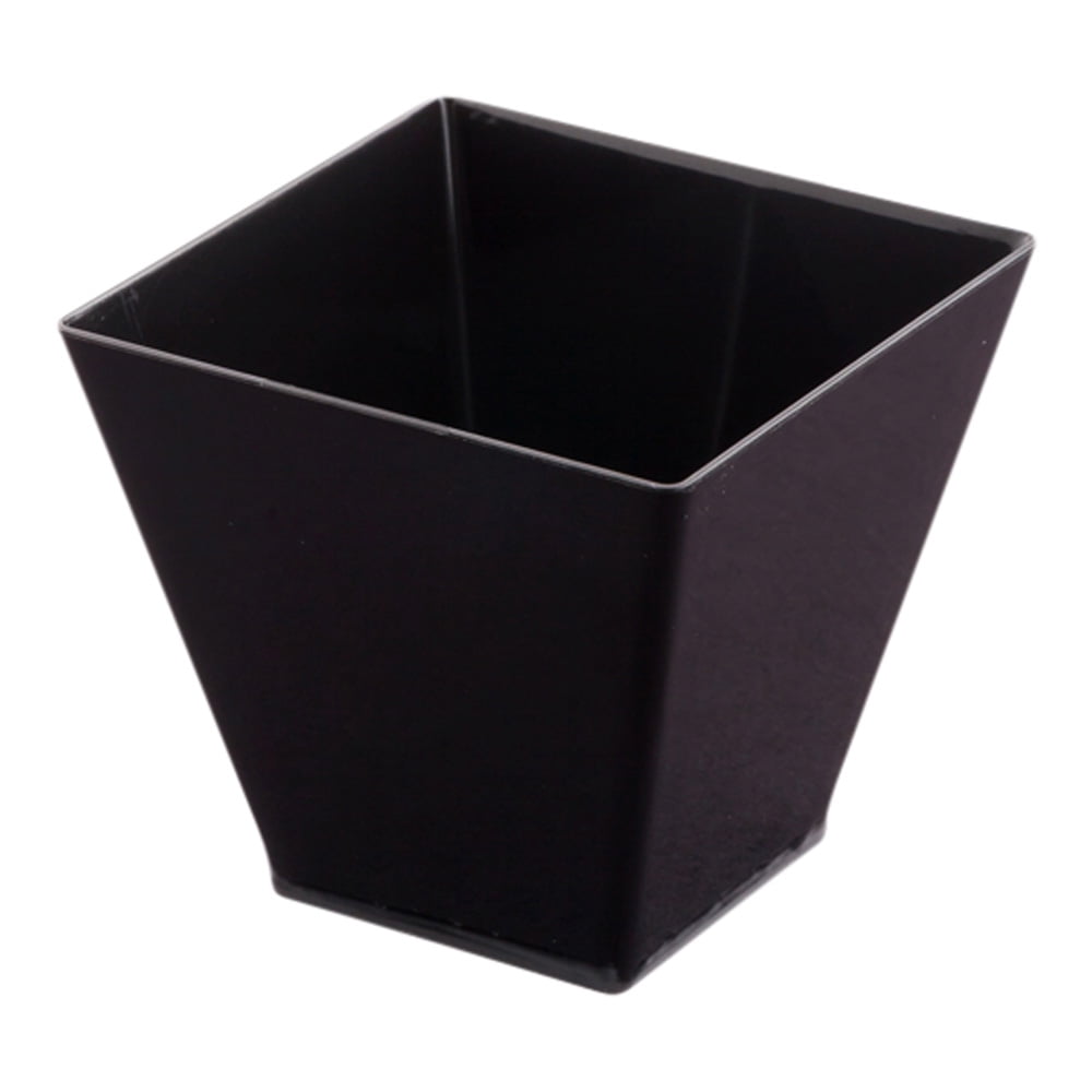 2 Oz Square Black Plastic Mini Kova Cup 2 X 2 X 1 3 4 20 Count