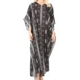 thumbnail image 4 of Sakkas Mera Women's Long Loose Short Sleeve Summer Casual Caftan Kaftan Dress - KAF1015-Black - One Size, 4 of 5