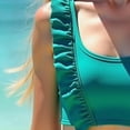 thumbnail image 7 of Hellosay Ruffle Butts Swimsuits Girls 2 Piece Bikini Cute Bathing Suit Floral Summer Vacation Swimwear Size 7-12 Green, 7 of 7