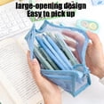 thumbnail image 7 of Summer Saving!Back_to_School Saving!School_Supplies!Under $1 dollars!Special Pencil Case Pouch, SingleLayer Mesh Pencil Case Portable LargeCapacity StainResistant Rectangular Storage Pouch, Blue, 7 of 7