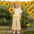 thumbnail image 2 of Yindaity Toddler Girls Summer Clothes Baby baby-girls Short Sleeve Top and Leggings Set, Organic Cotton(Beige,3-4 Years), 2 of 6