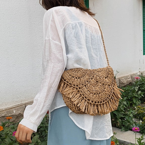 Masteelf Beach Straw Shoulder Bag for Women, Stylish Handbag with Trendy Design, Lightweight and