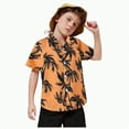 thumbnail image 3 of Xudanell Boys Button Down Shirt Holiday Beach Floral Tops Button up Holiday Shirts for Teens Orange 12-18 Months, 3 of 5