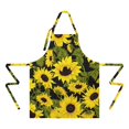 thumbnail image 2 of Black Green Stem Sunflower Pattern Apron-Garden Aprons for Women with Pockets-Cotton Linen Waterproof Kitchen Cooking Gardening Aprons Adjustable for Kitchen,Cooking,BBQ and Salon 33x27 Inch, 2 of 7