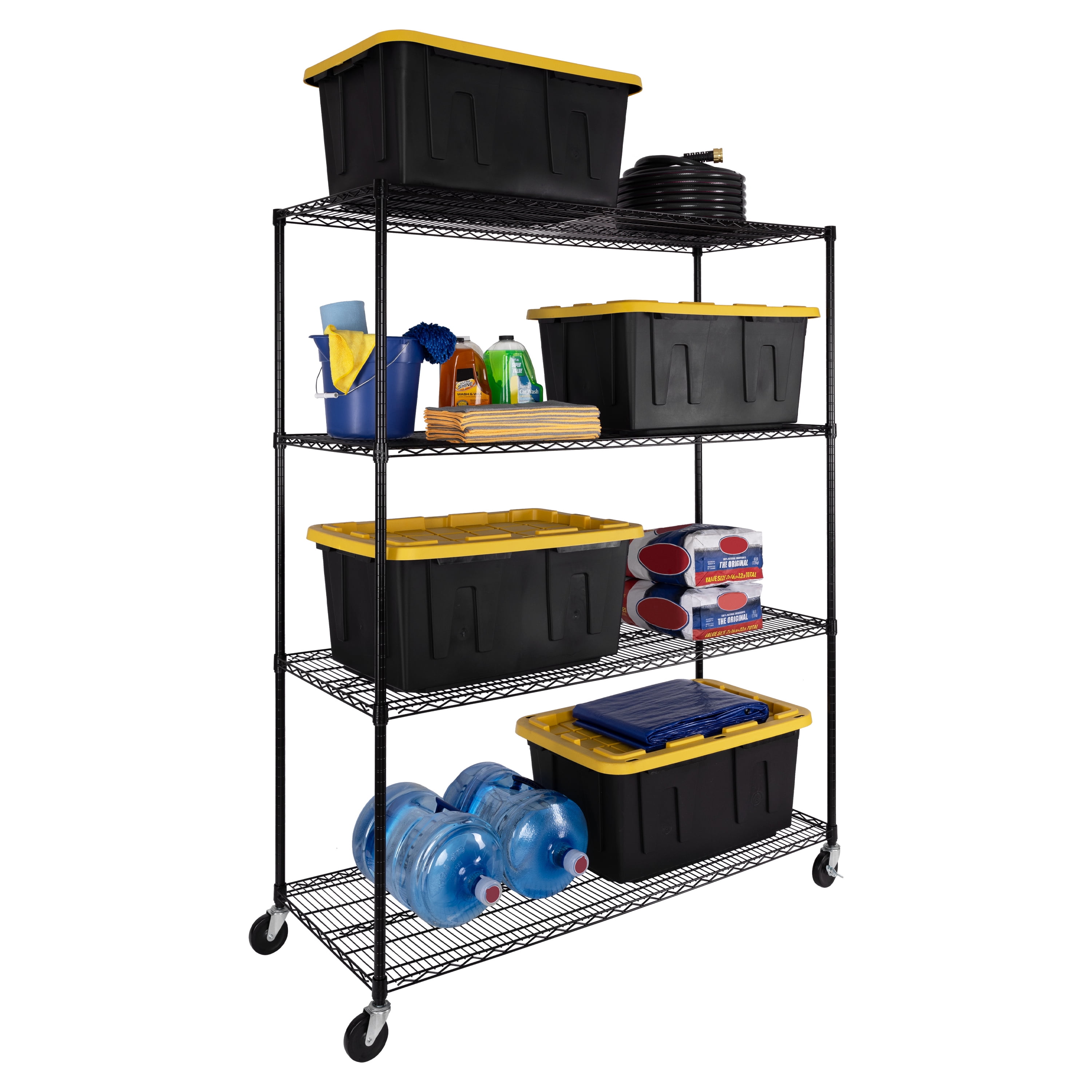 Seville Classics UltraDurable® 4-Tier NSF Steel Wire Shelving, 60" W x 24" D x 76" H, Black