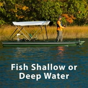 Sea Eagle FSK16 FishSkiff Inflatable 16, High Pressure, All-Drop-Stitch, 1-3 Person Frameless Fishing Boat w/Rigid 6” External Keel - Portable, Storable - 2 Person Swivel Seat Canopy Package