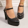 thumbnail image 7 of HaiMao Women's Closed Toe Ankle Buckle Strap Chunky Block Heel Mary Jane Shoes Vintage Round Toe Mary Jane Dress Pumps Black 6.5(38), 7 of 7