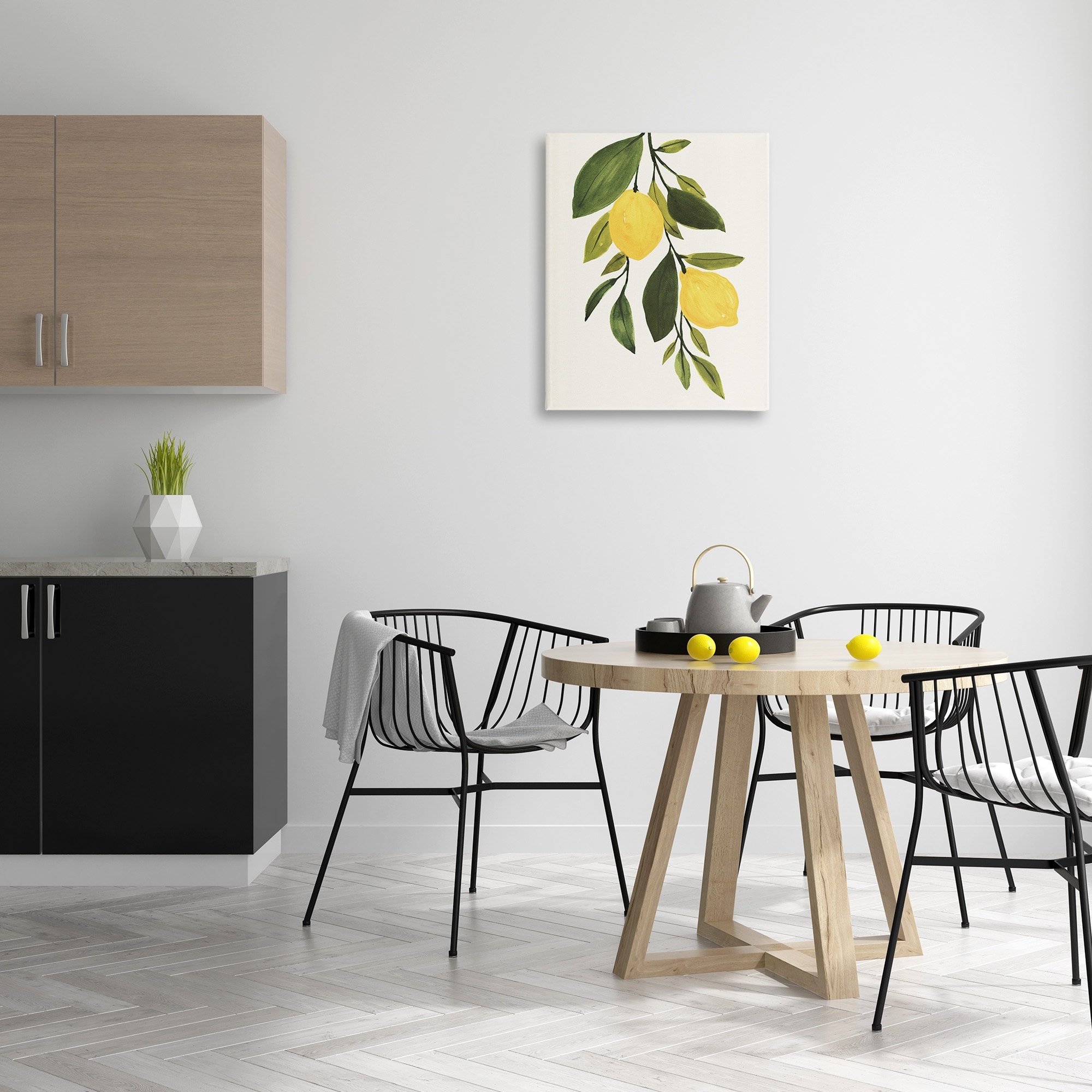 Stupell Industries Simple Yellow Country Lemon Leaf Citrus Fruit Paintings Gallery-Wrapped Canvas Print Wall Art, 24x30, by Annie Warren