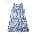 thumbnail image 6 of BadPiggies Womens Tie Dye Print Sundress, Sleeveless Round Neck Dress Casual Style Loose Summer Beach Clothes (2XL, Gray Blue), 6 of 7