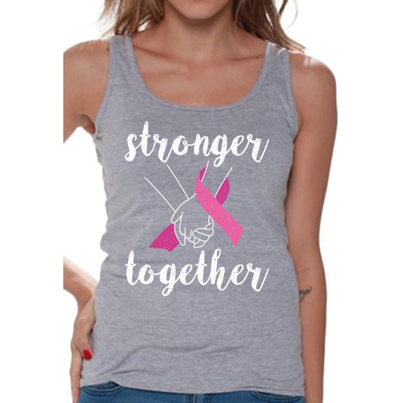 Awkward Styles Breast Cancer Awareness T-Shirt Stronger Together Tank Tops for Women