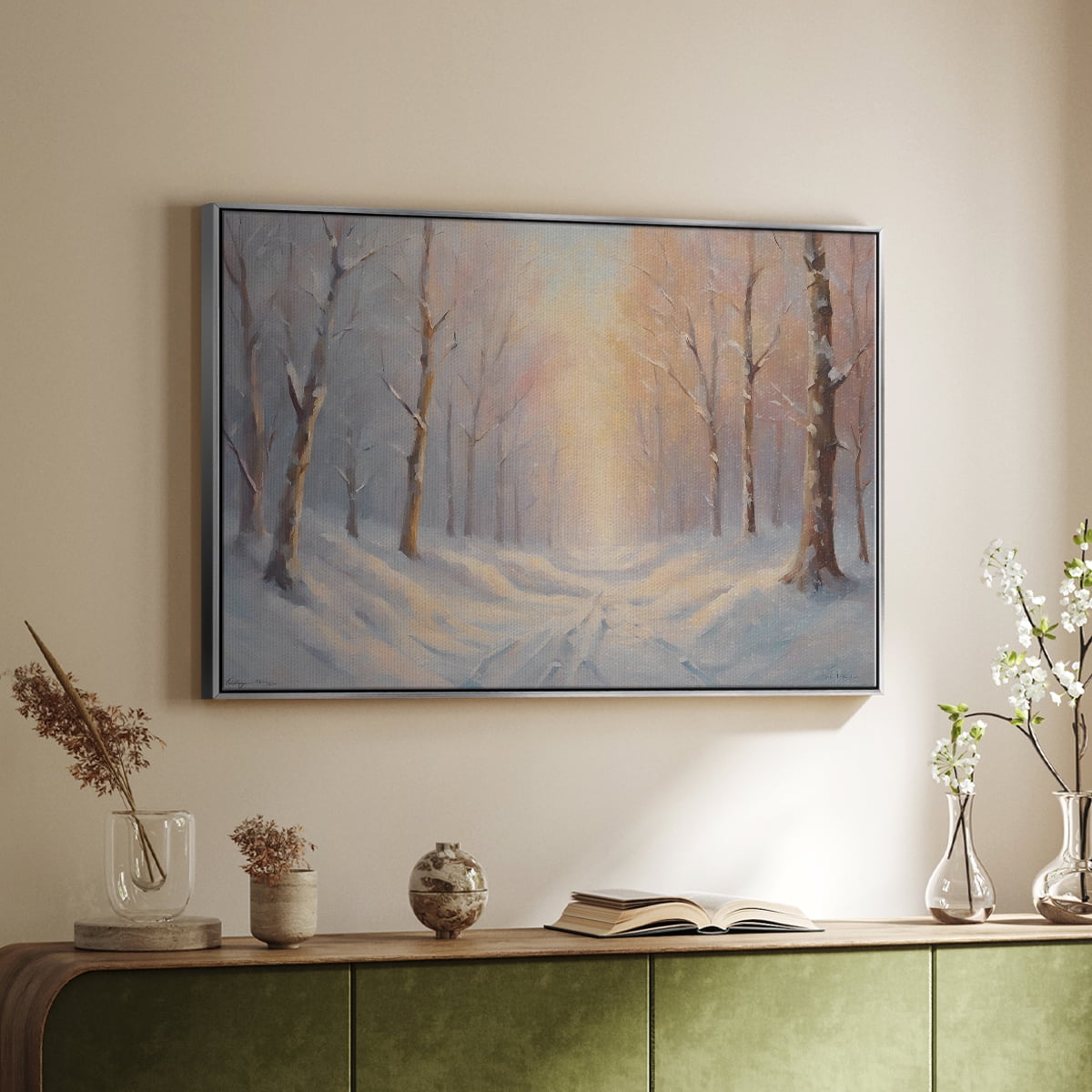 Vintage Landscape-CXCI By Wexford Home Framed in Silver Wood Gallery Wrapped Canvas 27 in. x 41 in.