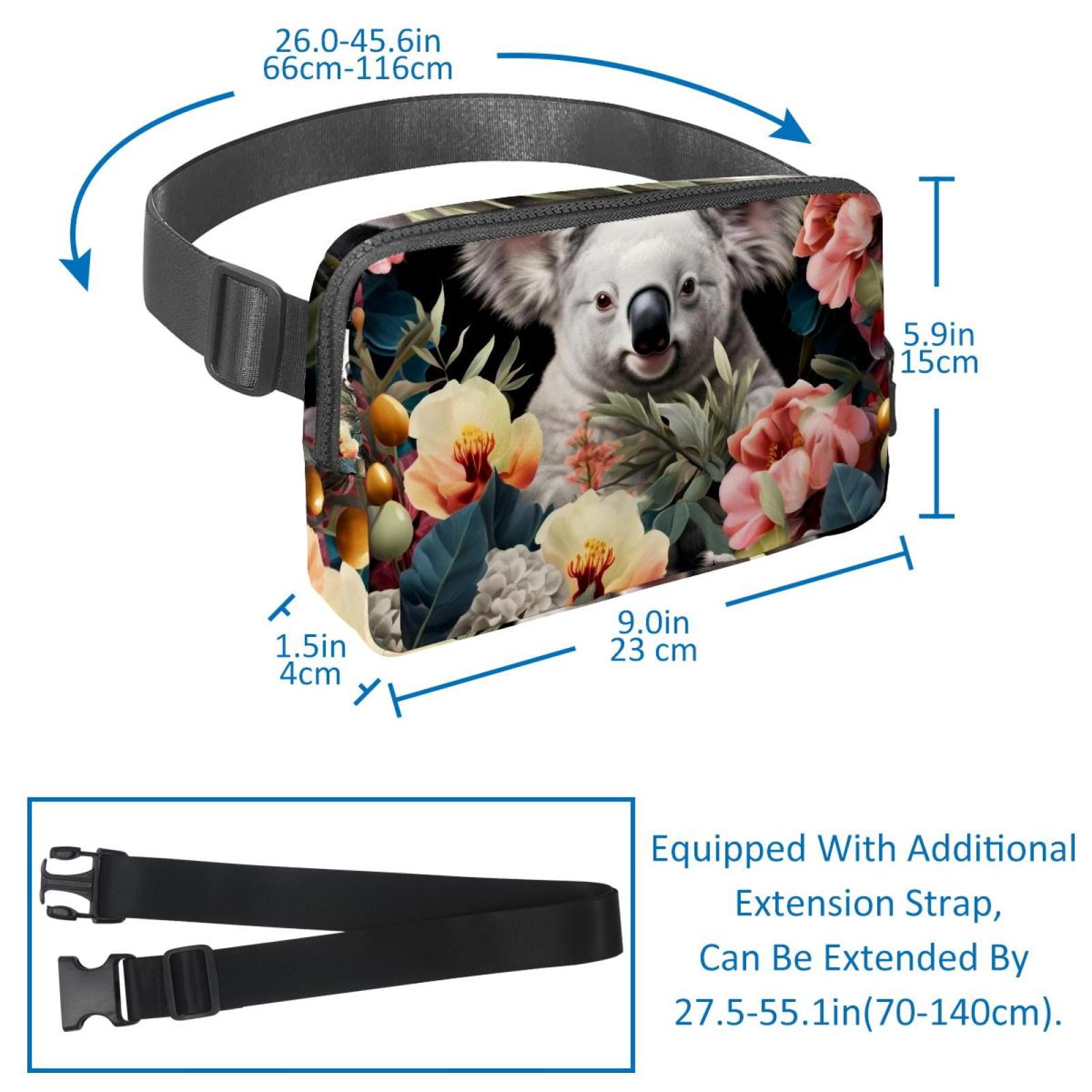 Koala Lightweight Adjustable Fanny Bag Running Belt Waist Pack with Extension Strap Unisex